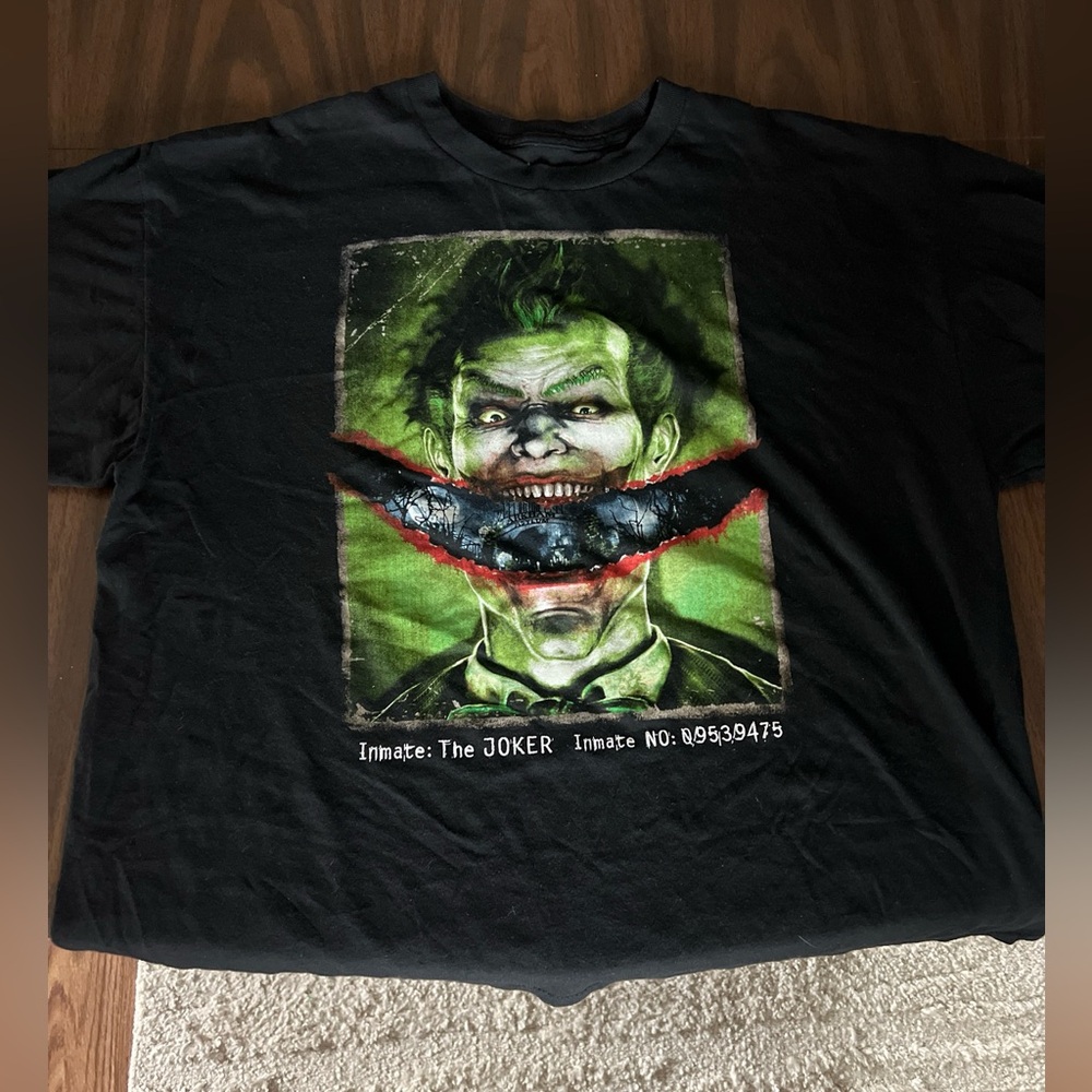 Official Batman Arkham Asylum Joker Inmate Black Tshirt Size 2XL
